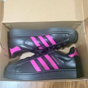 Adidas Superstar Black and Pink Sneakers